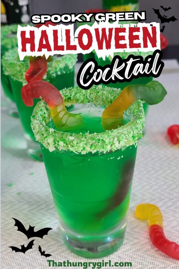 spooky green halloween cocktail