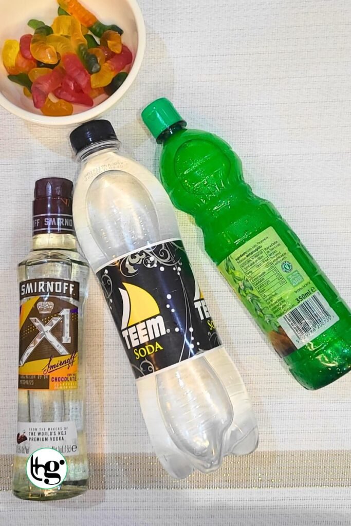 ingredient shot for spooky green halloween cocktail